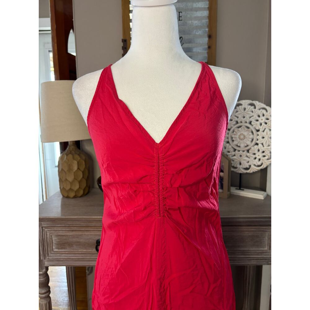 GAP Ruched Slip Midi Dress Slipper Red Strappy Back 
Small - Picture 4 of 10
